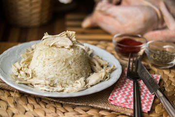 Traditional Turkish chicken on a rice (tavuklu pilav).