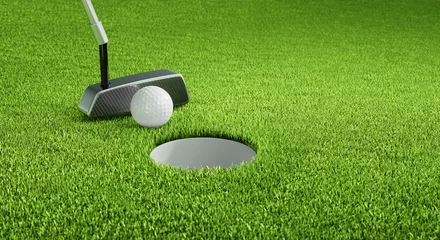 Papier Peint photo Golf Golfball mit Putter