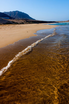 Giant empty beach Praia Grande, Sao Vicente Island, Cape Verde