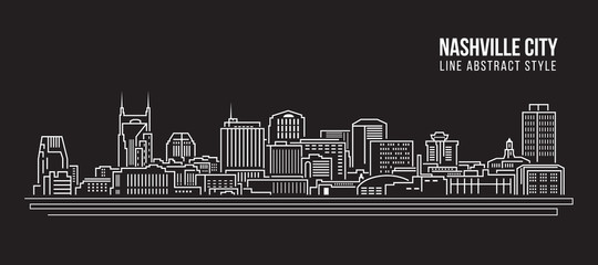 Cityscape Building Line art Vector Illustration design - Nashville city - obrazy, fototapety, plakaty