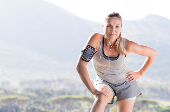 Mature woman jogging