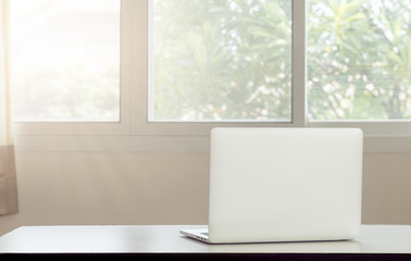 Laptop on office desk - vintage effect style pictures