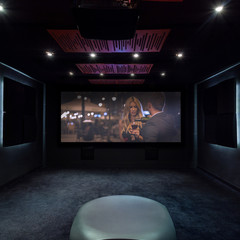 Horizontal view of private cinema at home