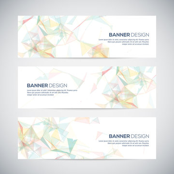 Banners with abstract colorful triangulated geometric background