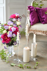 candles flowers and ivy