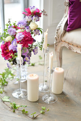 candles flowers and ivy