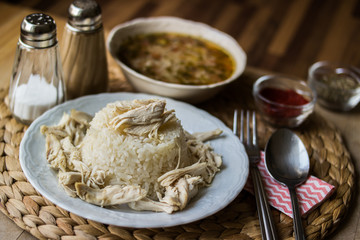 Turkish traditional chicken on a rise (tavuklu pilav) and chicke