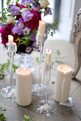 candles flowers and ivy