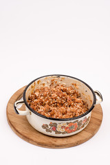 Minced meat ready for stuffing sauerkraut