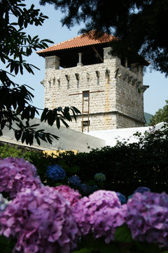 View from the park in the old tower Bucha complex in Tivat, Montenegro