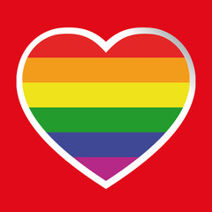 rainbow flag LGBT symbol on heart vector