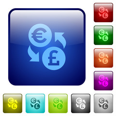 Color Euro Pound exchange square buttons