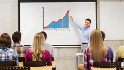 school teacher showing chart to group of students