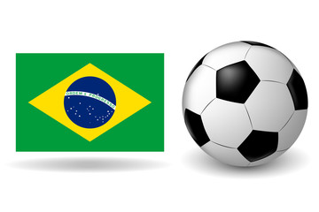 the ball and flag of Brazil