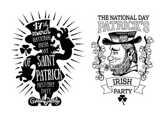 label logotype to saint patrick's day with lettering, clover lea