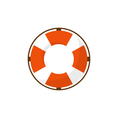 Lifebuoy in a flat style. Protection equipment for swimming. Summer sea holidays. Vector illustration.