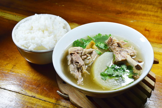 boiled winter melon duck soup eat couple with plain rice