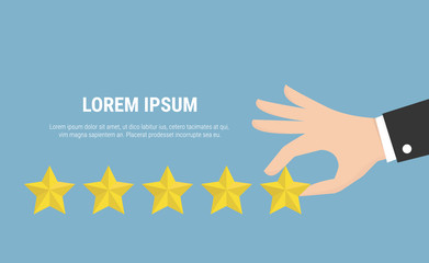 Businessman hand giving five star rating