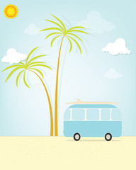 travel bus with palm