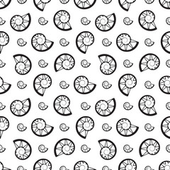 monochrome sea shell seamless pattern