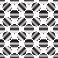 Striped circles seamless pattern in thin line style