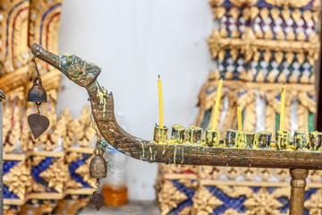 Thai style candlestick holder used in temple