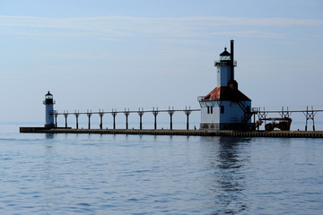 Fototapeta na wymiar St. Joseph North Pier Lights, built in 1906-1907