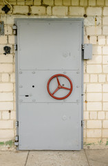 Old fashioned reinforced steel vault door