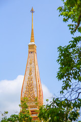 Thai pagoda style with blue sky background