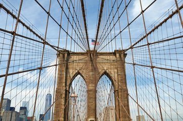 Panele Szklane Podświetlane  Filar mostu Brooklyn, Nowy Jork