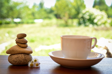 stone zen spa on wood