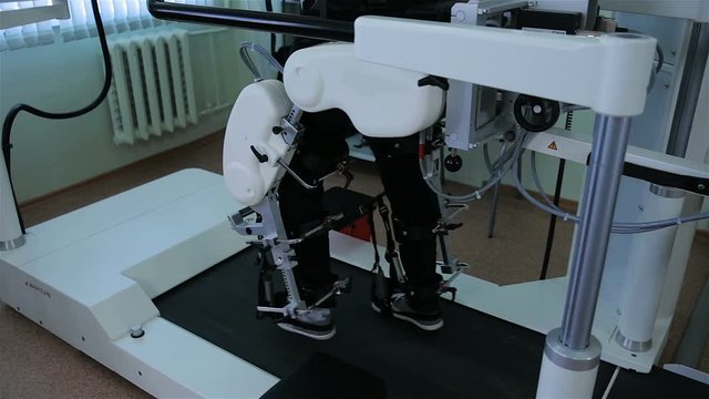 Man wearing futuristic cyber robot ammunition. Virtual reality concept. HD.