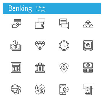 Banking line icons