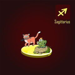 Sagittarius zodiac sign in the form of cute cat
