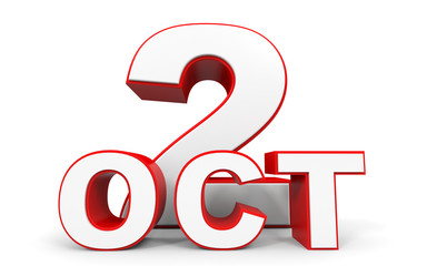 October 2. 3d text on white background.