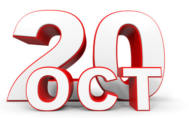 October 20. 3d text on white background.