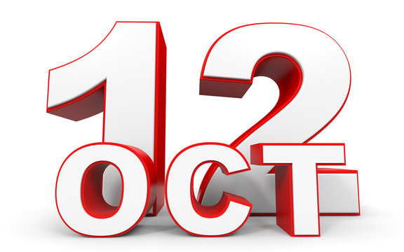 October 12. 3d text on white background.