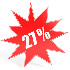 Discount 27 percent off. 3D illustration.