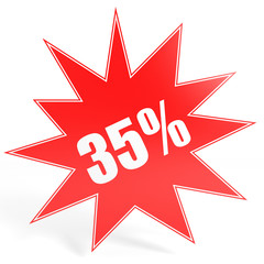 Discount 35 percent off. 3D illustration.