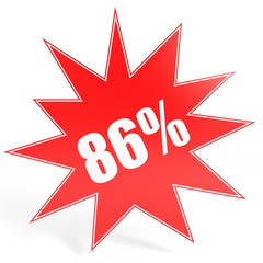 Discount 86 percent off. 3D illustration.