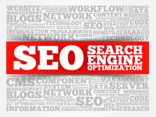 SEO (search engine optimization) word cloud collage, business concept background