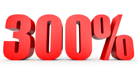 Discount 300 percent off. 3D illustration.