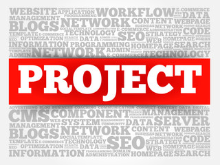 PROJECT word cloud collage, business concept background