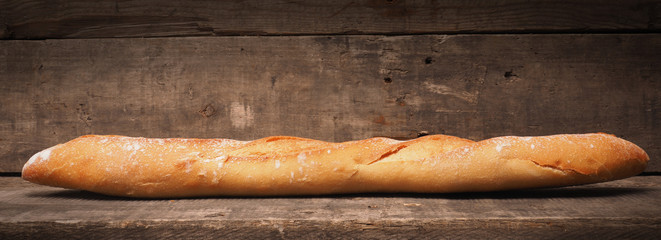 Baguette bread on wood