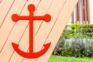 close up sailor symbol on the wooden wall