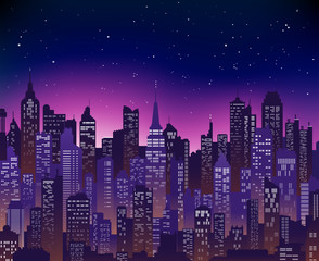 Fototapeta premium Sunset cityscape vector background