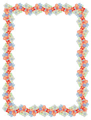 Color vertical frame with abstract flowers. Vector clip art.