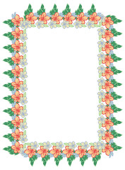 Color vertical frame with abstract flowers. Vector clip art.