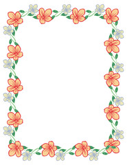Color vertical frame with abstract flowers. Vector clip art.