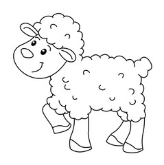Coloring book with animals farm, sheep vector